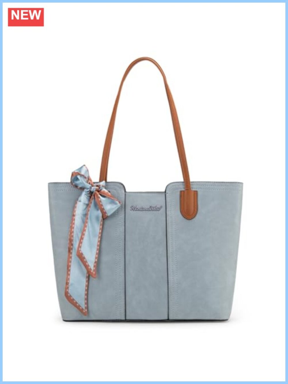 Women's Vegan Leather Satchel Tote Top Handle Work Bag with Scarf